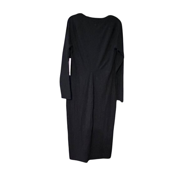 Lululemon All Aligned Ribbed Long Sleeve Midi Dress Size 12 Black Lycra Nulu - Picture 2 of 5